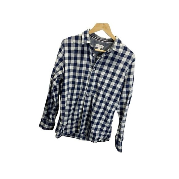 Sun + Stone Long Sleeve Button-Up Blue White Gingham Plaid M Preppy - Picture 5 of 5